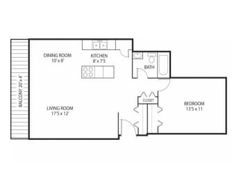 1 bed, 1 bath, 750 sqft, $1,275