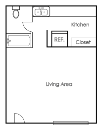 Studio, 1 bath, 400 sqft, $850
