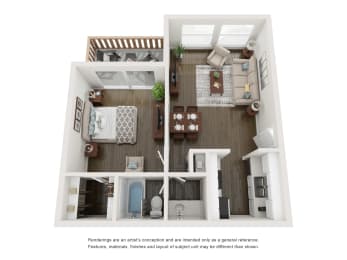 1 bed, 1 bath, 566 sqft, $993