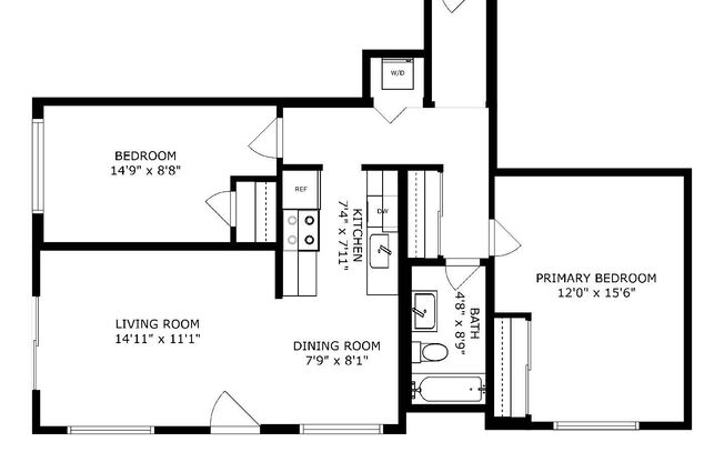 2 beds, 1 bath, 760 sqft, $1,995, Unit 105