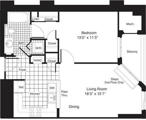 1 bed, 1 bath, 643 sqft, $2,511