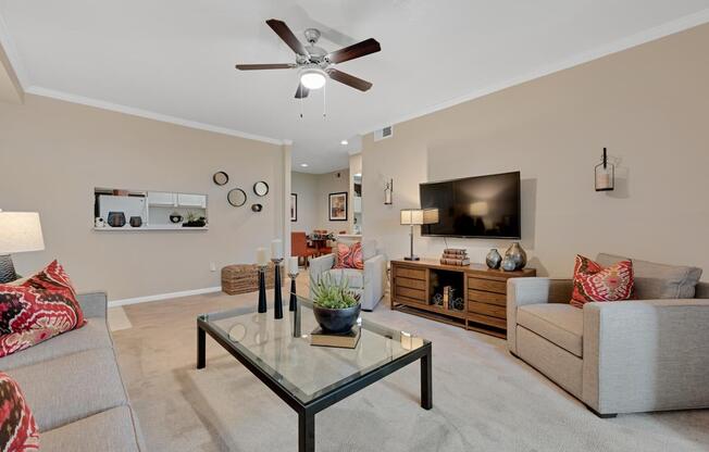 Carpeted Living Room in 1, 2, 3 Bedroom Apartments Albuquerque