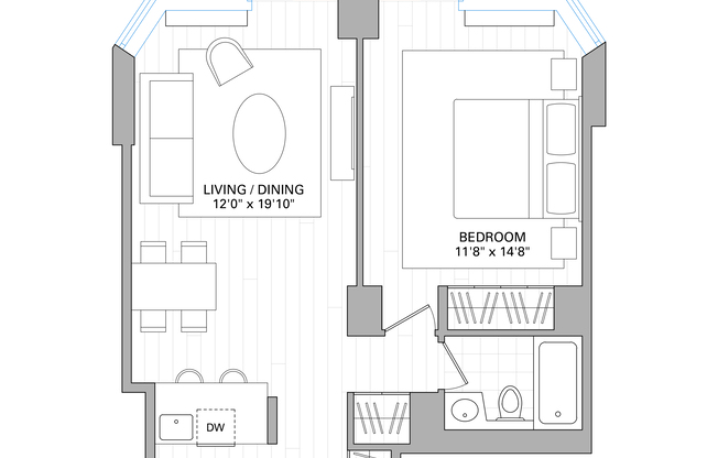 1 bed, 1 bath, 679 sqft, $4,800, Unit 25H
