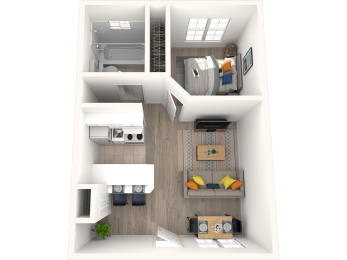 a floor plan of a 1 bedroom apartment