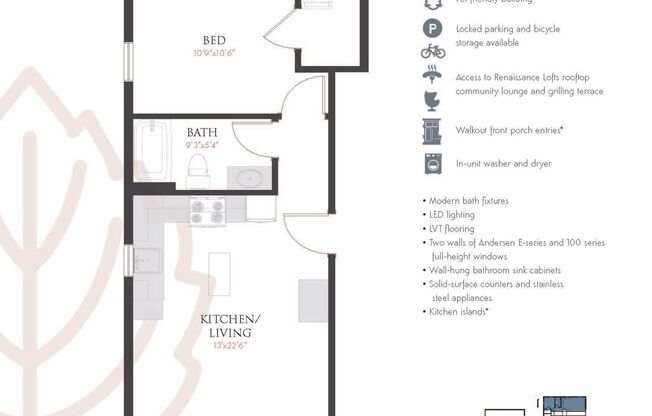 1 bed, 1 bath, 515 sqft, $1,245, Unit 120 - C