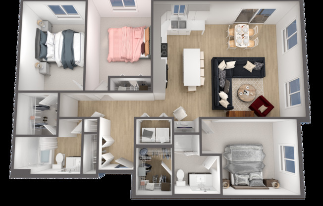 3 beds, 2 baths, 1,384 sqft, $1,750, Unit 302