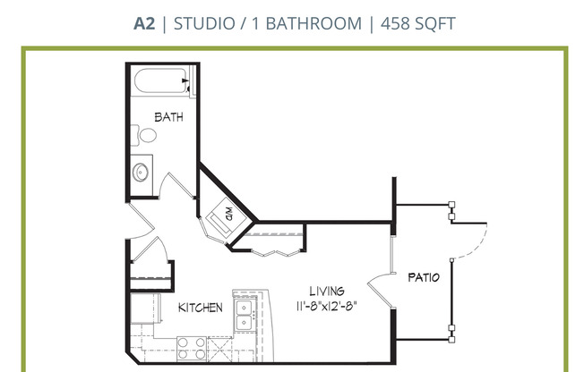 Studio, 1 bath, 458 sqft, $1,120, Unit 602-101