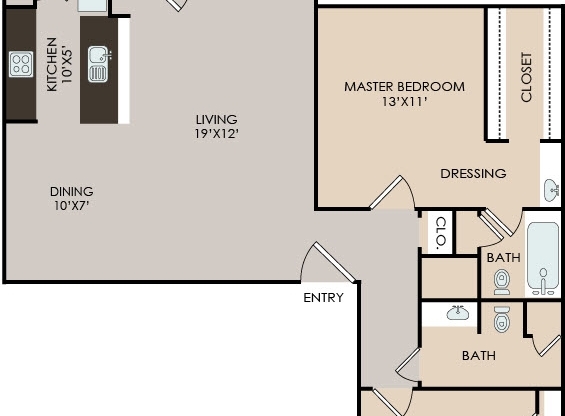 2 beds, 2 baths, 990 sqft, $823