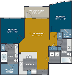 2 beds, 2 baths, 1,106 sqft, $1,658