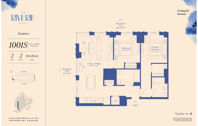 2 beds, 2 baths, $9,050, Unit 1001S