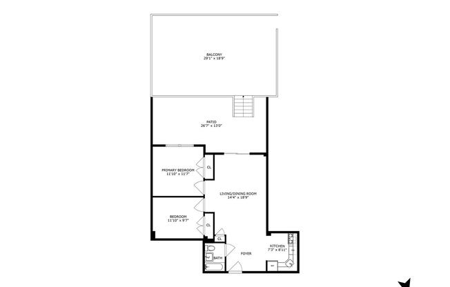 2 beds, 1 bath, 1,200 sqft, $4,798, Unit 1