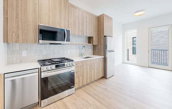 stainless steel appliances at One West Drive Apartments, Minnesota, 55331