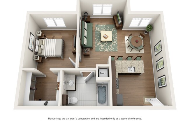 1 bed, 1 bath, 502 sqft, $1,950, Unit 312