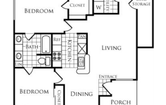 2 beds, 1 bath, 1,005 sqft, $1,534