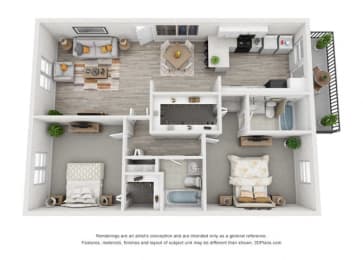 2 beds, 2 baths, 1,130 sqft, $1,570