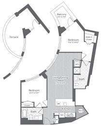 2 beds, 2 baths, 1,124 sqft, $3,895