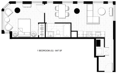 1 bed, 1 bath, 647 sqft, $2,750