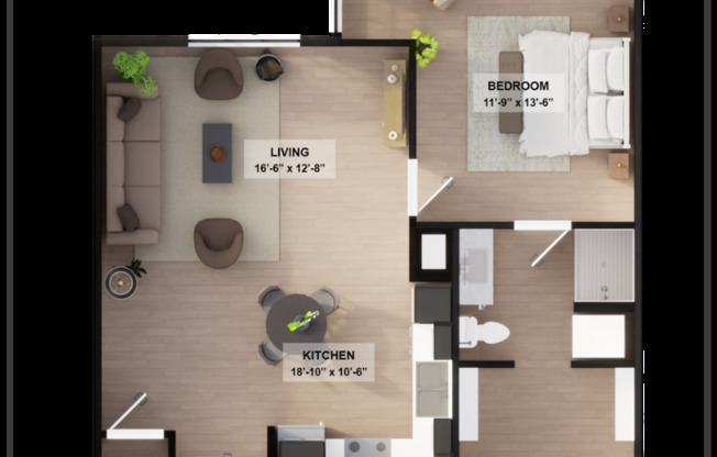 1 bed, 1 bath, 757 sqft, $1,375, Unit 117