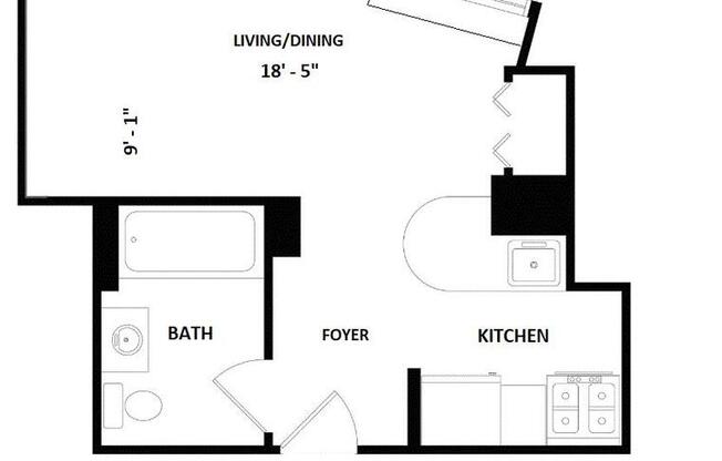 Studio, 1 bath, 370 sqft, $3,300, Unit 406