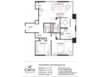 2 beds, 2 baths, 1,090 sqft, $1,905