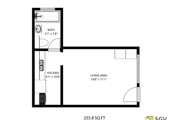 Studio, 1 bath, 256 sqft, $1,450, Unit 1914_09