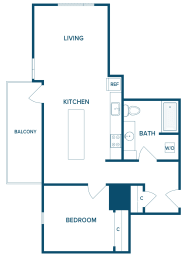 1 bed, 1 bath, 591 sqft, $2,060