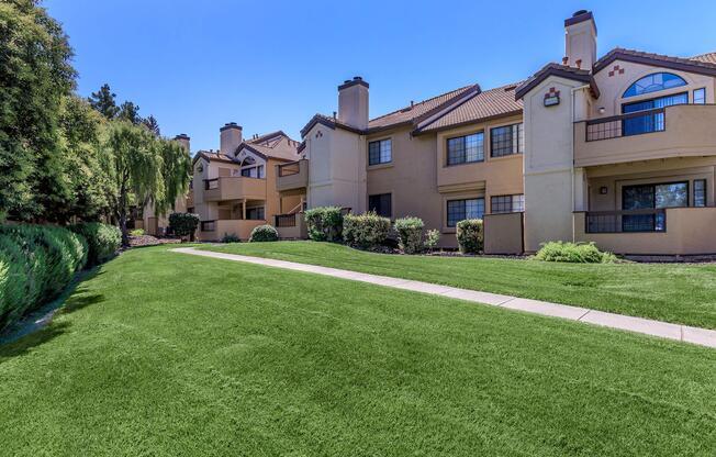 a large lawn in front of a building