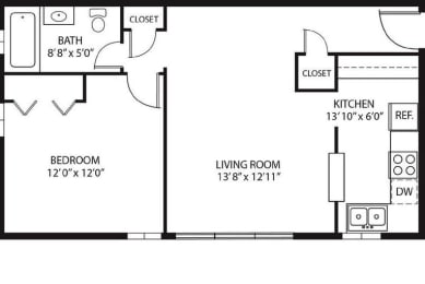 1 bed, 1 bath, 550 sqft, $1,165
