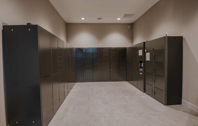 Package lockers with parcel alerts.