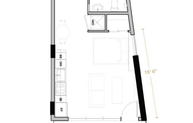 Studio, 1 bath, 468 sqft, $2,750, Unit 512