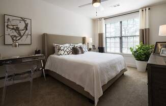 Master Bedrooms at Echo have Deep Walk-in Closets and Bright Open Windows at Echo at North Pointe Center Apartment Homes, Alpharetta, GA 30009