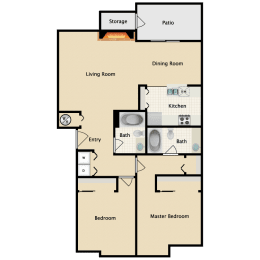 2 beds, 2 baths, 984 sqft, $1,756