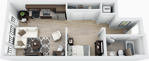 Studio, 1 bath, 569 sqft, $1,882, Unit 420