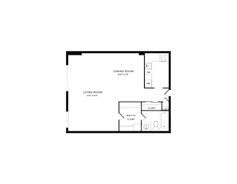 Studio, 1 bath, 616 sqft, $1,744