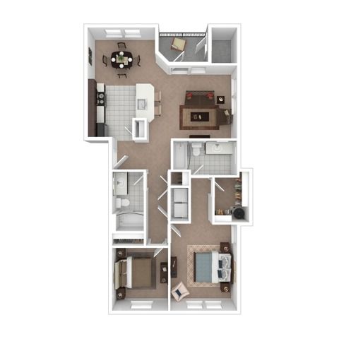 2 beds, 2 baths, 1,069 sqft, $1,735