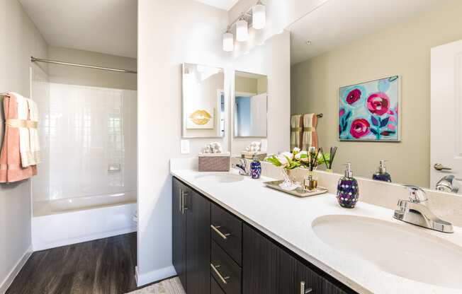 Double Bathroom Vanities At Union @ Roosevelt Apartments In Phoenix, AZ