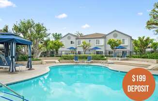 the swimming pool at the preserve at ballantyne commons apartments