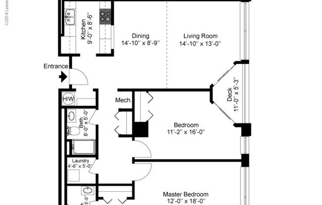 2 beds, 2 baths, 945 sqft, $4,400