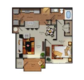 1 bed, 1 bath, 845 sqft, $1,264