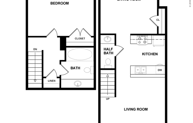 1 bed, 1.5 baths, 860 sqft, $1,081