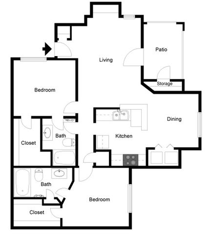 2 beds, 2 baths, 1,089 sqft, $1,649