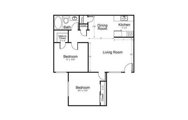 2 beds, 1 bath, 702 sqft, $995, Unit 5-2041