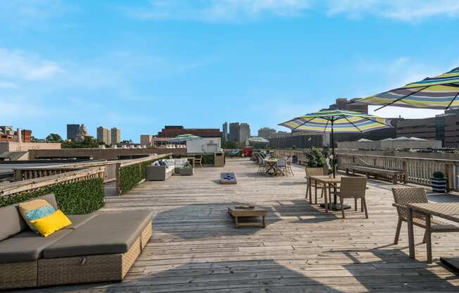 Roof top deck lounge area at The View at Old City, Philadelphia, 19106