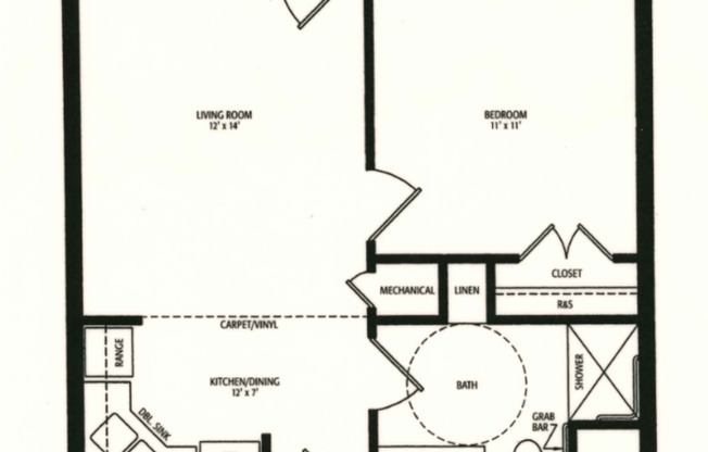 1 bed, 1 bath, 528 sqft, $685, Unit 129