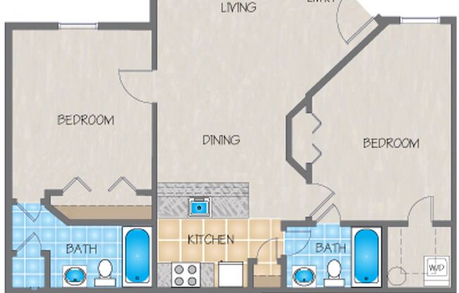 2 beds, 2 baths, 903 sqft, $1,375, Unit 1101