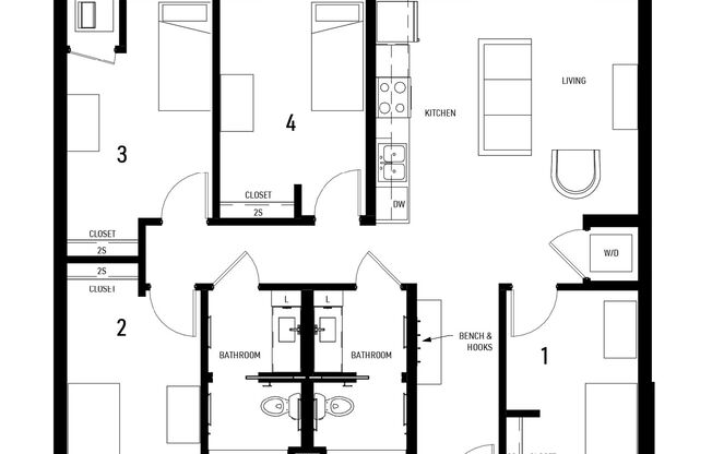 4 beds, 2 baths, 1,181 sqft, $3,312, Unit 711