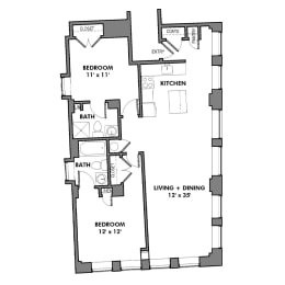 2 beds, 2 baths, 1,015 sqft, $2,991