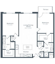 2 beds, 2 baths, 1,134 sqft, $3,038