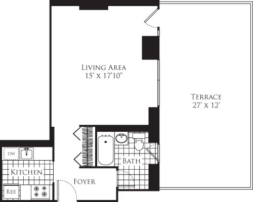 Studio, 1 bath, 557 sqft, $4,051, Unit 02L
