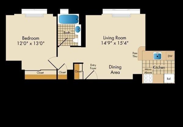 1 bed, 1 bath, 606 sqft, $5,289, Unit PH1N